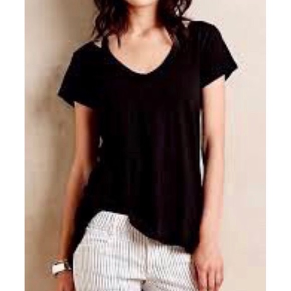 Anthropologie Tops - Anthropologie Left of Center Black V Neck Tee